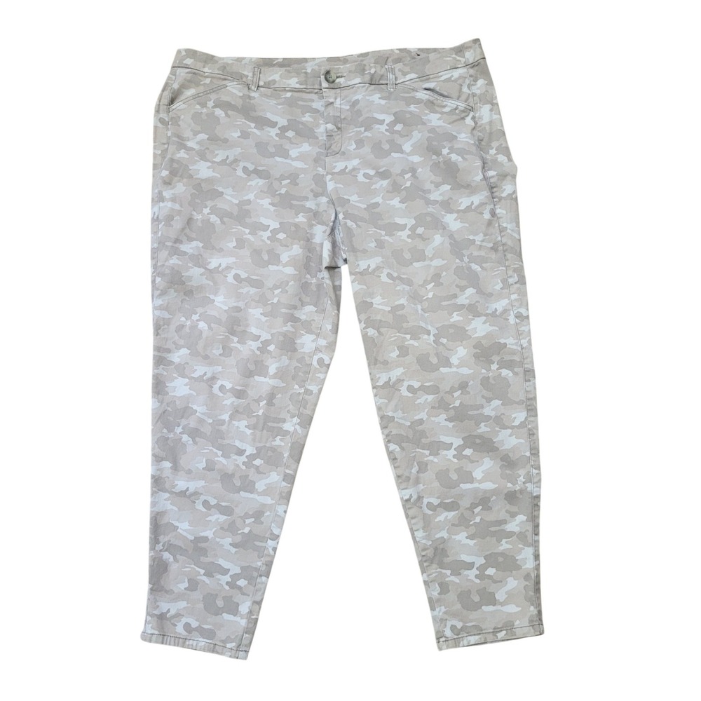 Lane Bryant Womens Plus Size 22 Camo Tapered Leg Pants Tan Beige Neutral Casual